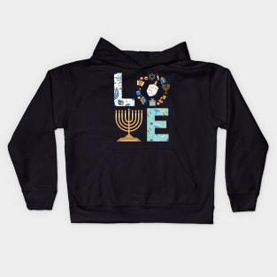 Hanukkah Love With Menorah For Jewish Christmas Holiday Kids Hoodie